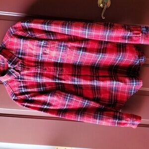 Merona red plaid flannel LS shirt one pocket size XL